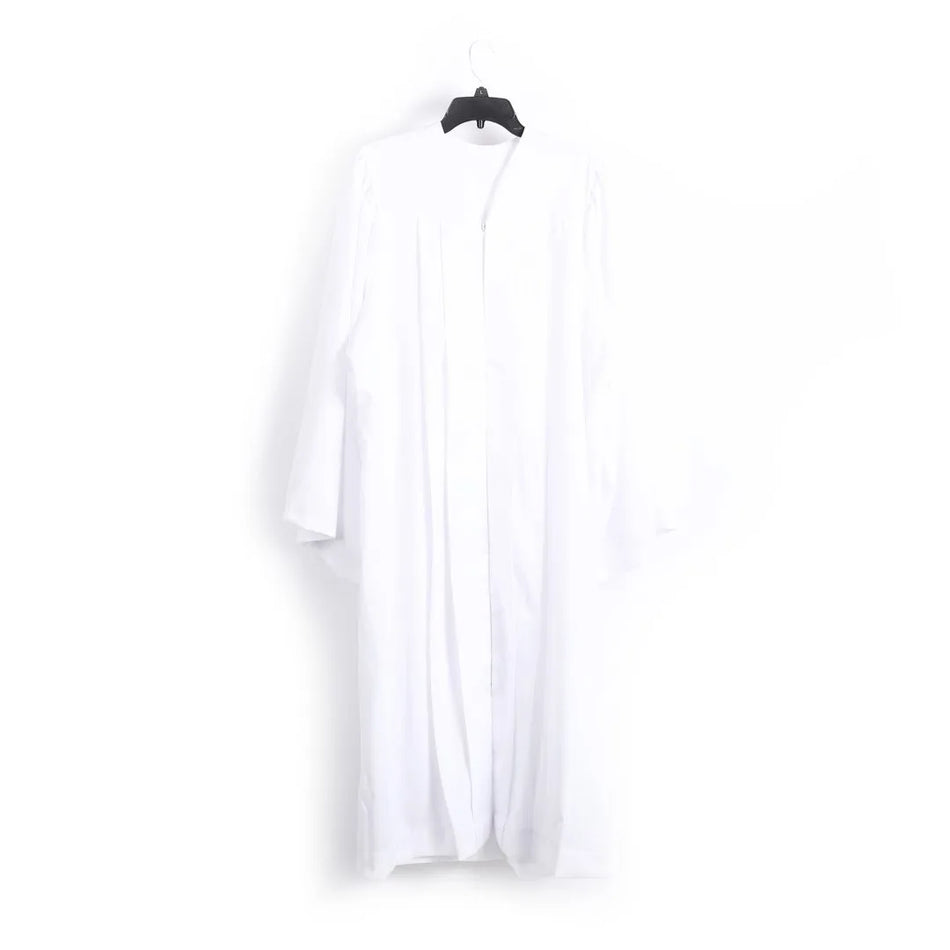 White Baptismal Gown – Simple Pleats – Polyester - Select your Size