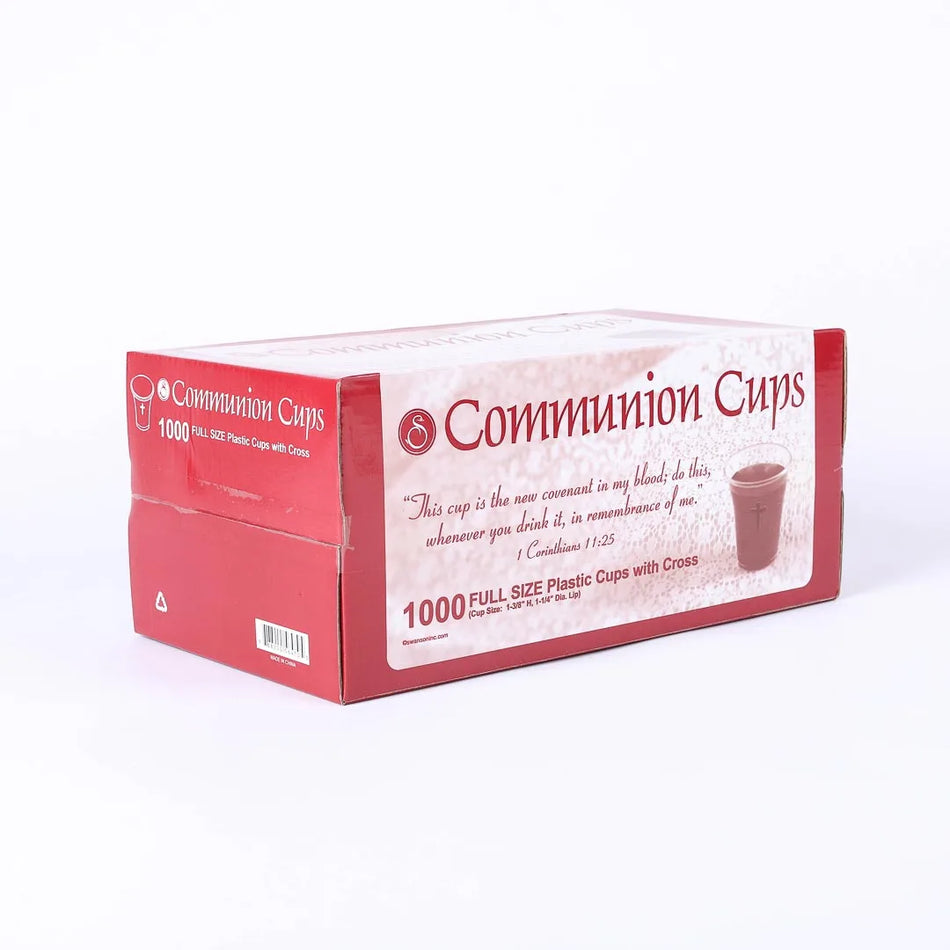 Communion Cups with Etched Cross Full Size 1 3/8In 1000 Count – Single Box and Case