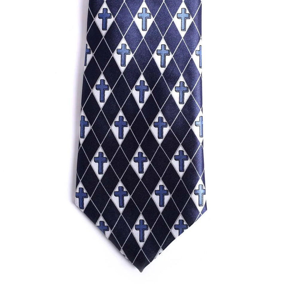 Necktie – Diamond Cross - Navy | Faith-Inspired Tie