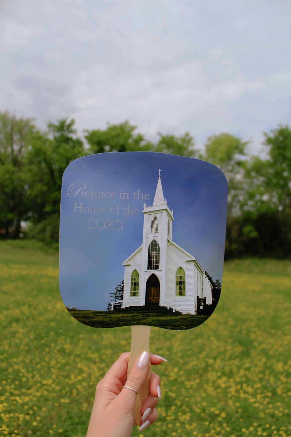 HAND FAN REJOICE IN THE HOUSE OF THE LORD PK50
