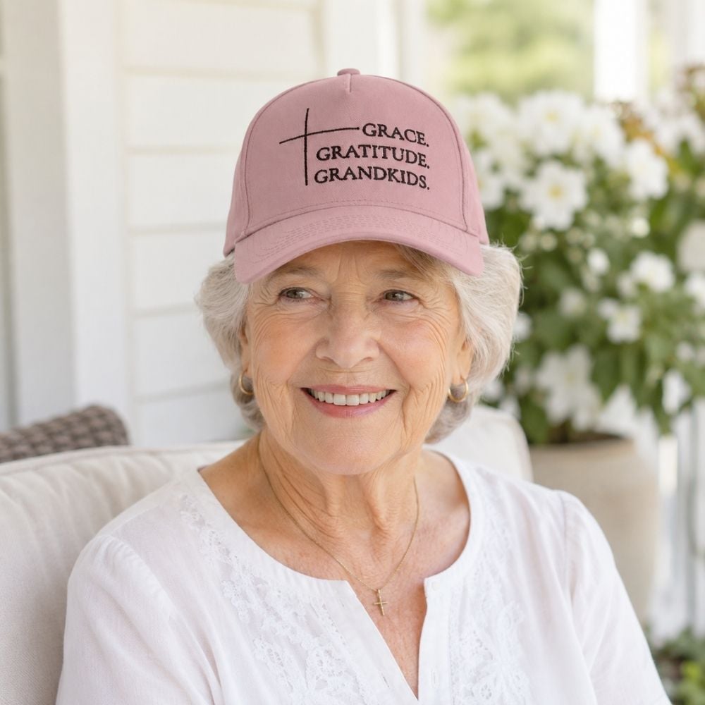 Grace Gratitude Grandkids Pink Cap by Swanson Christian Products, product view 5