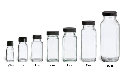 Glass Bottle | Square | Replacement for Communion Kit | Various Sized Available