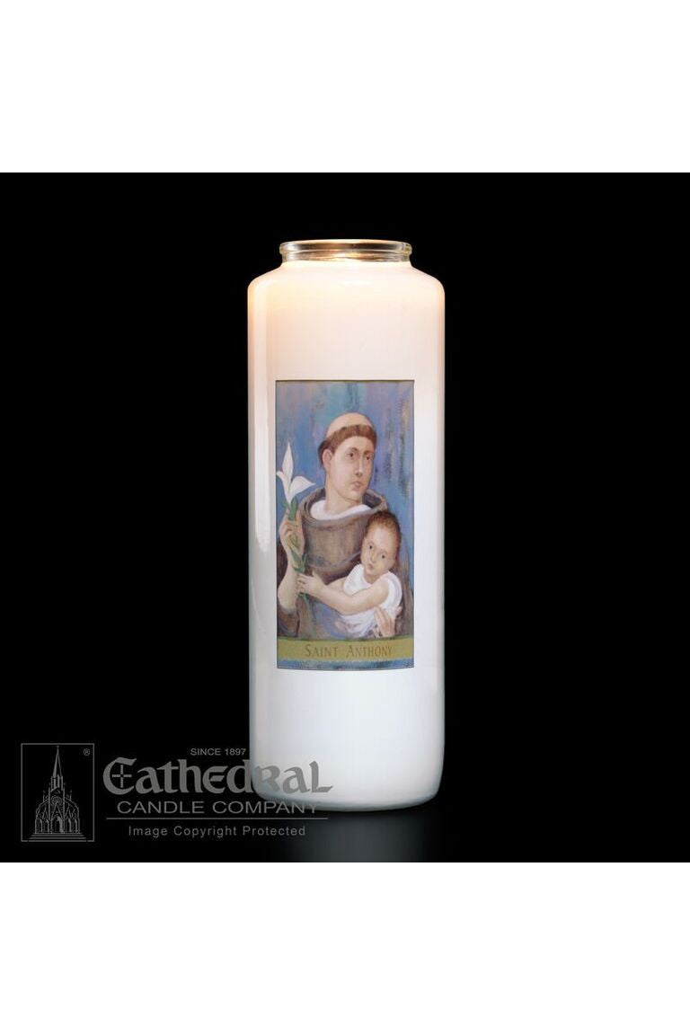Patron Saint Glass 6 Day Candles - St. Anthony by Anchor Christian Distributors