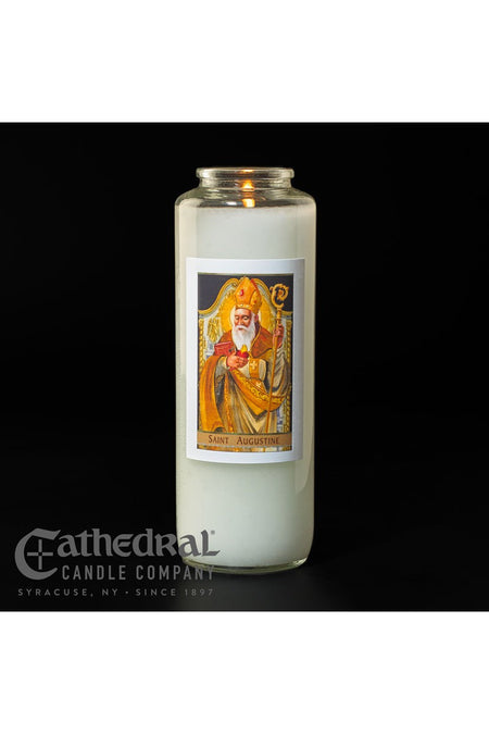 Patron Saint Glass 6 Day Candles - St. Augustine by Anchor Christian Distributors