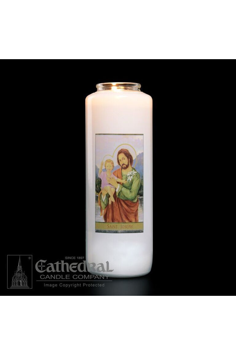 Patron Saint Glass 6 Day Candles - St. Joseph by Anchor Christian Distributors