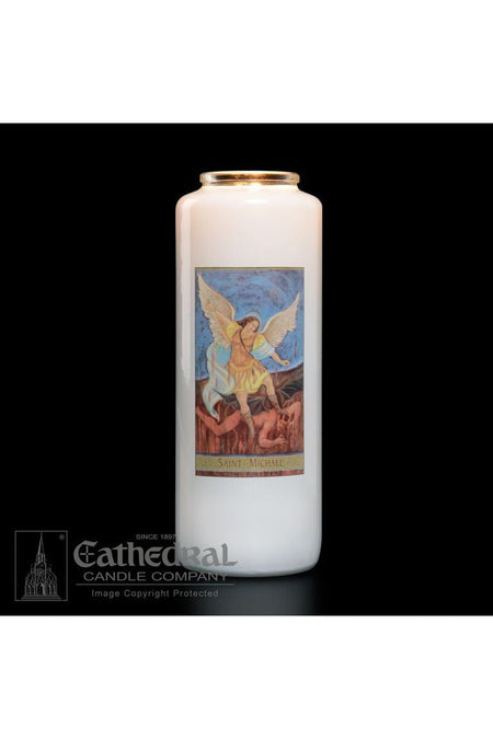Patron Saint Glass 6 Day Candles - St. Michael by Anchor Christian Distributors