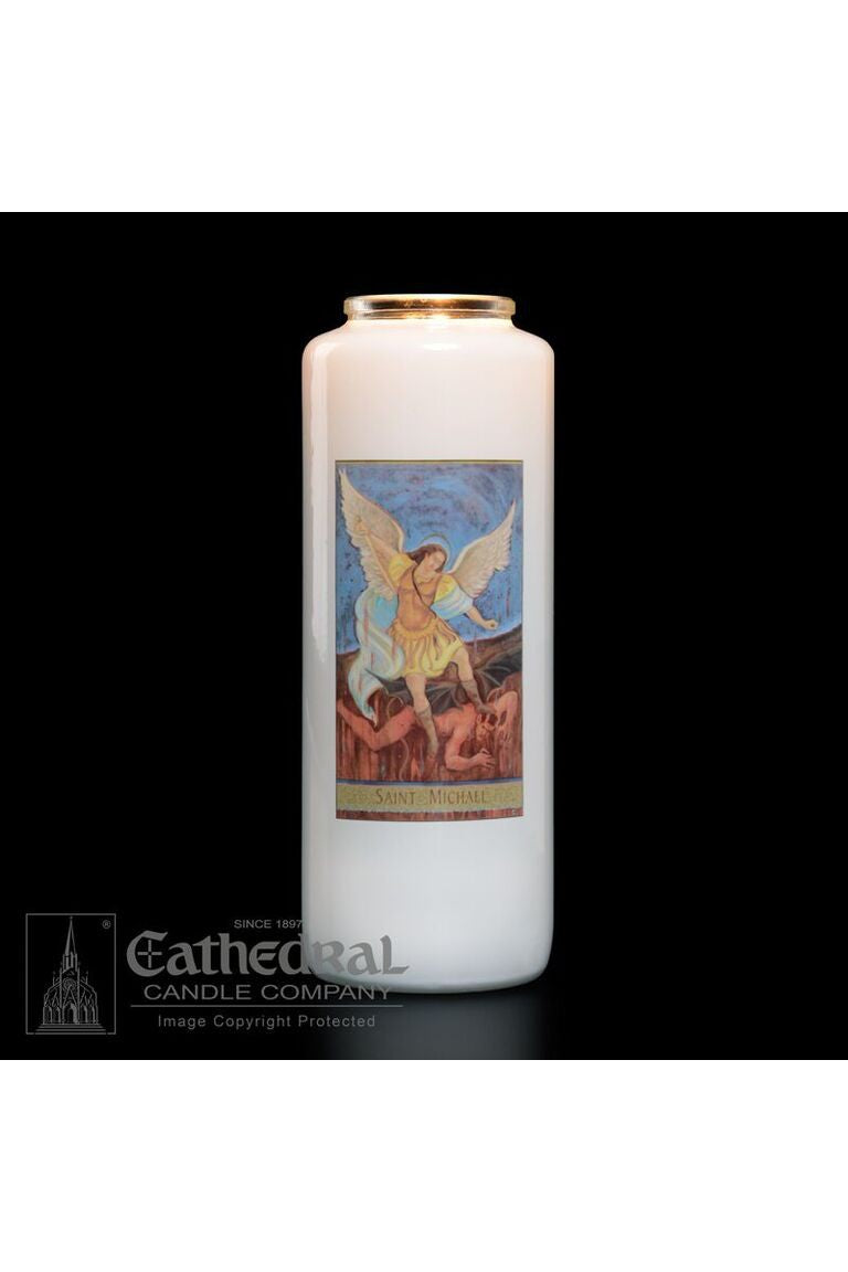 Patron Saint Glass 6 Day Candles - St. Michael by Anchor Christian Distributors