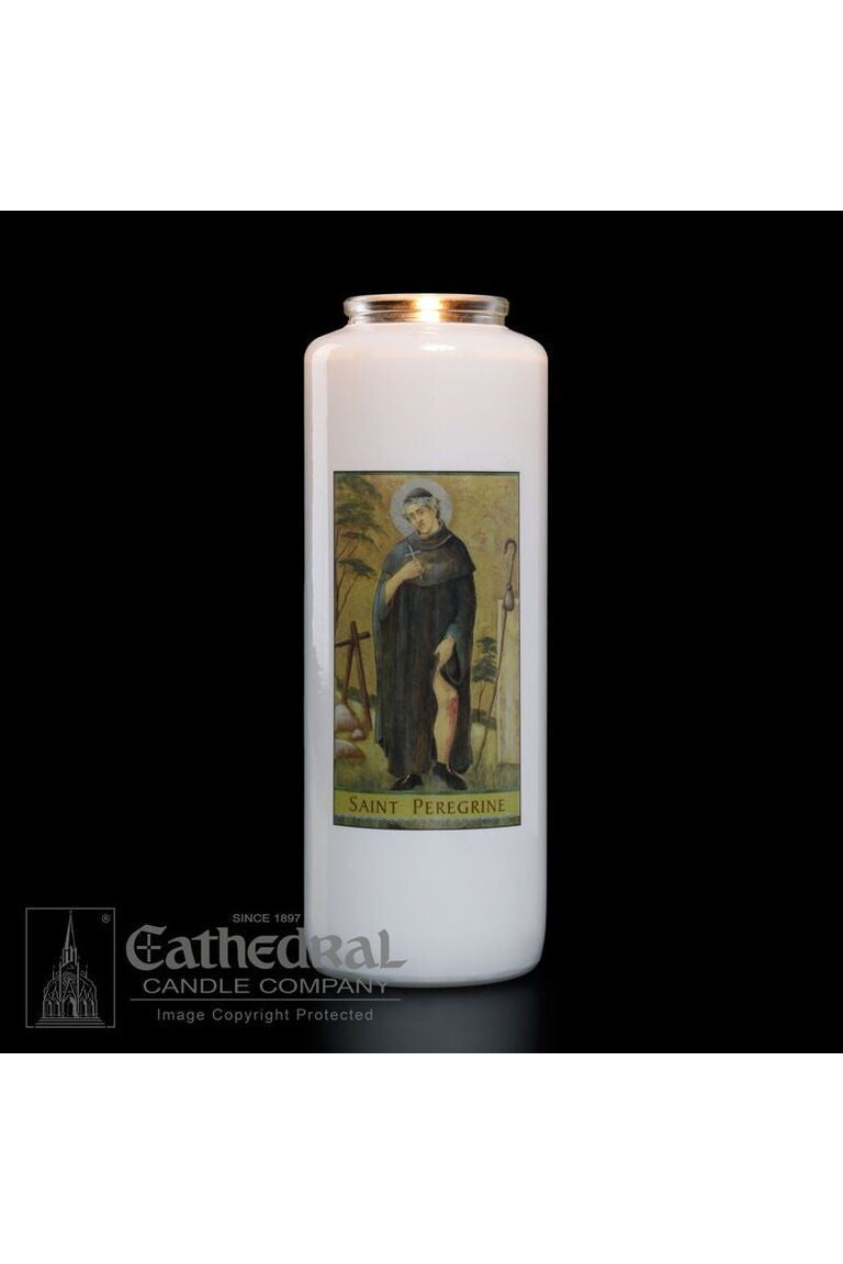 Patron Saint Glass 6 Day Candles - St. Peregrine by Anchor Christian Distributors