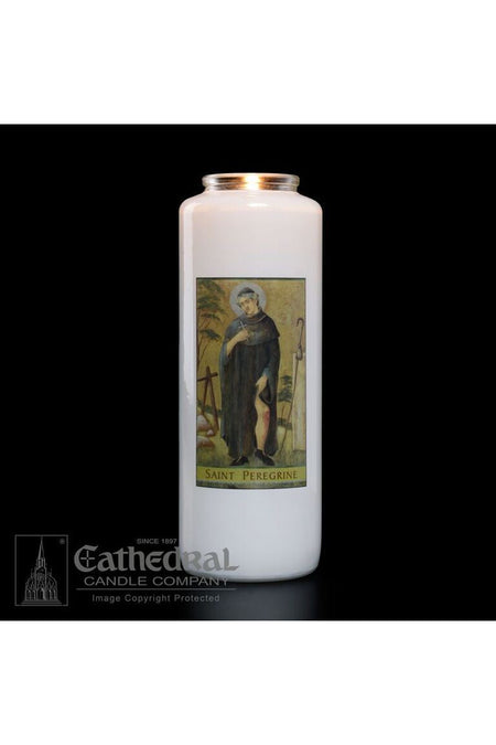 Patron Saint Glass 6 Day Candles - St. Peregrine by Anchor Christian Distributors