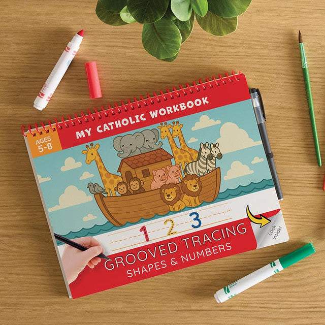 My Catholic Workbook: Numbers & Shapes Grooved Tracing