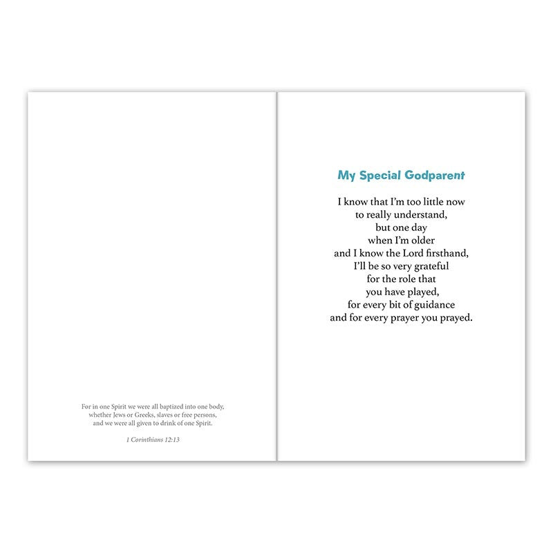 Baptism Card - Thank You to My God Parents with Dove