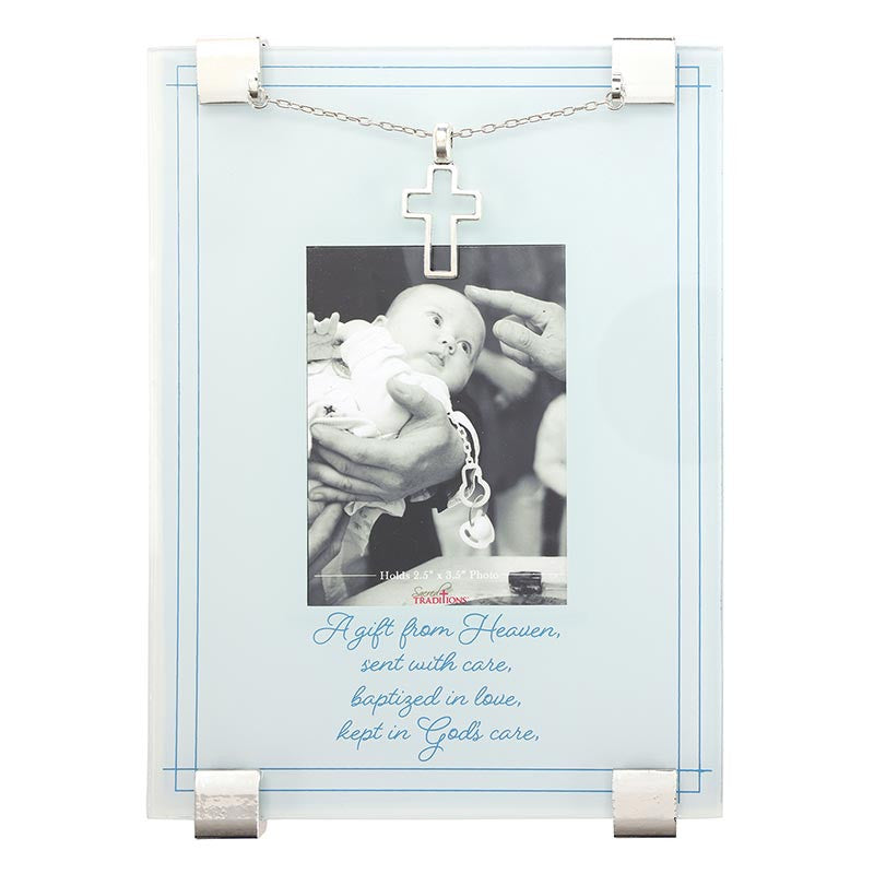 Baptism Photo Frame with Cross Charm