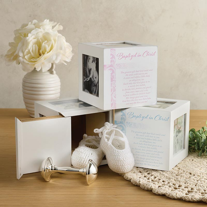 Baptism Photo Keepsake Box in Blue