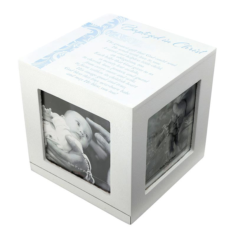 Baptism Photo Keepsake Box in Blue