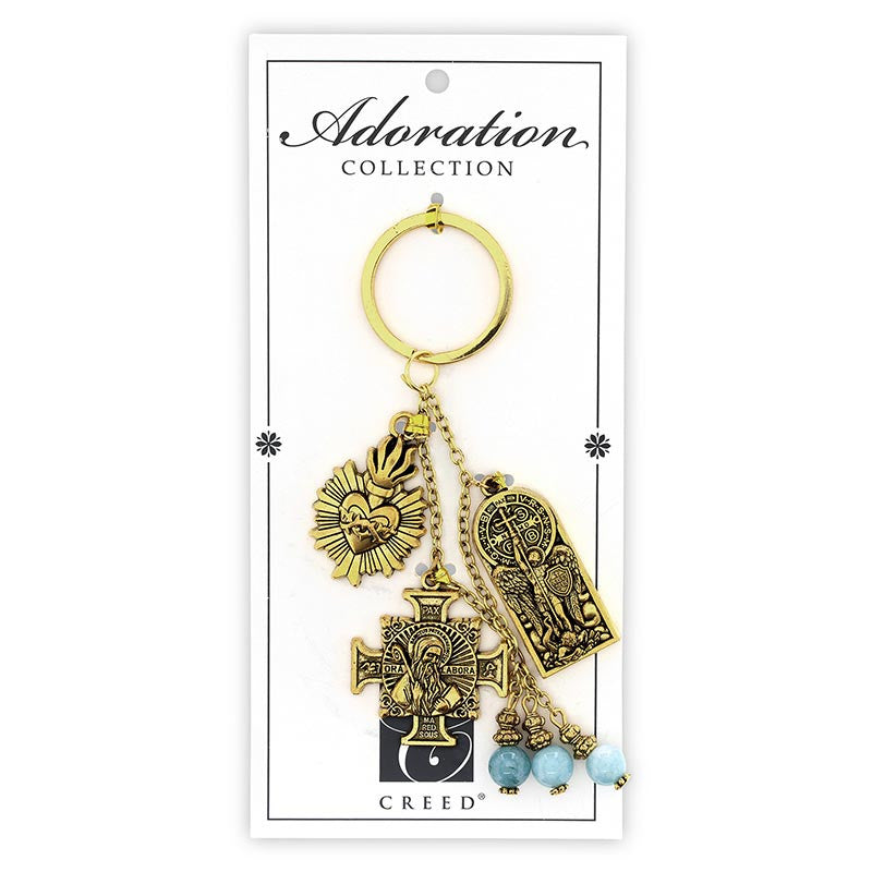 Saint Michael Adoration Keychain by Catholic Brands, product view 2