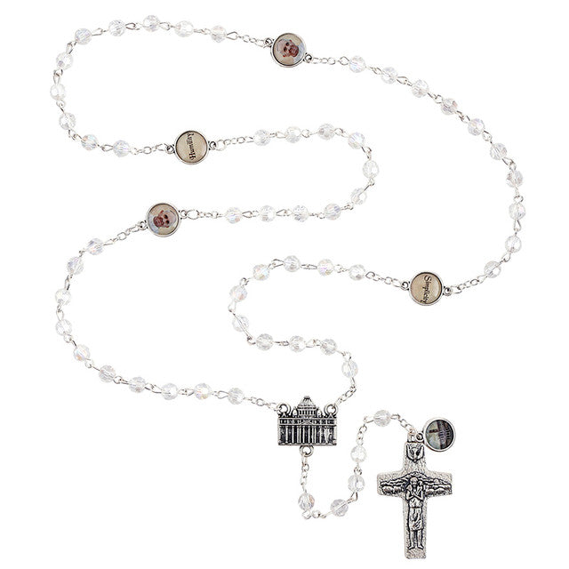 Pope Francis Fire Polished Crystal Rosary