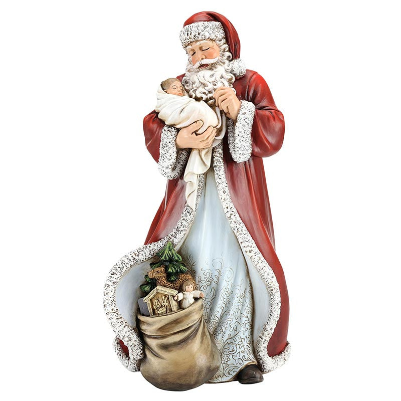 Adoring Santa with Gifts Figure