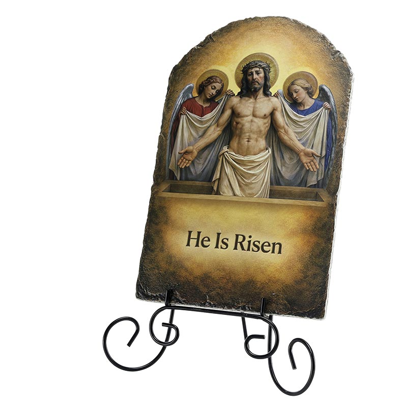 Arched Tile Plaque with Stand - Resurrected Christ by Christian brands Catholic, product view 5