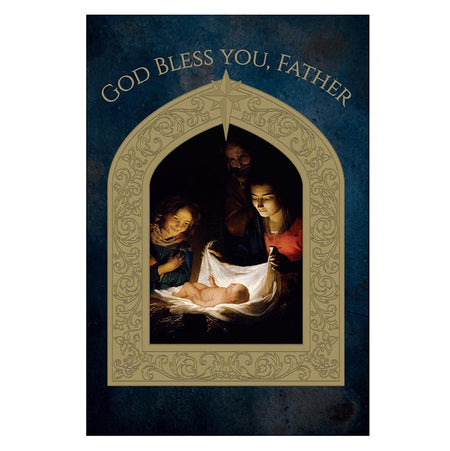 Adoration of the Child Priest Christmas Card, one of the items in the Christmas Cards for a Priest, Assortment of Six. A photograph of the assembled set is pending.