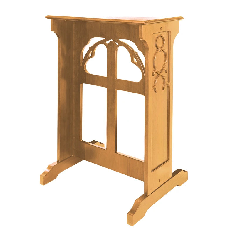 Holy Cross Credence Table — Medium Oak by Christian Brands, product view 2