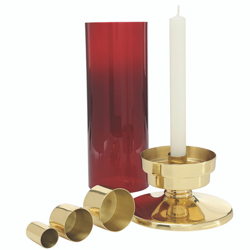 Sanctuary Lamp with Ruby Glass Globe by Christian Brands