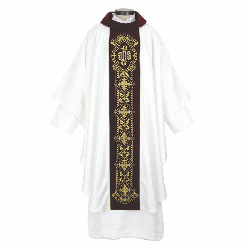 Burgundy IHS Chasuble