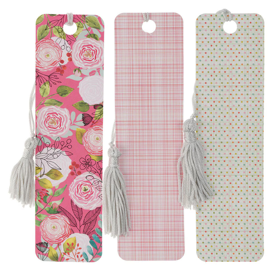 A Grateful Heart Pink Floral Bookmark with Tassel Set