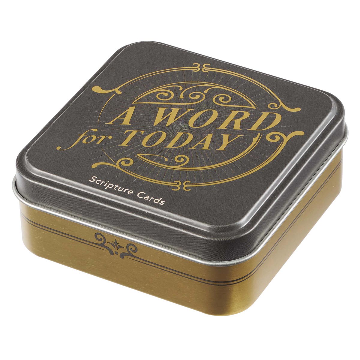 A Word for Today Gold and Charcoal Classic Scripture Card Tin by Christian Art Gifts