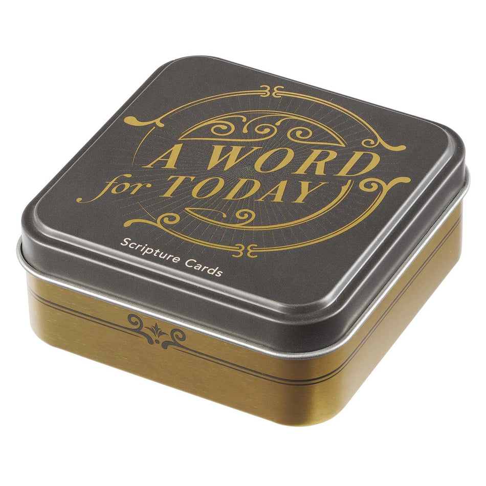 A Word for Today Gold and Charcoal Classic Scripture Card Tin by Christian Art Gifts