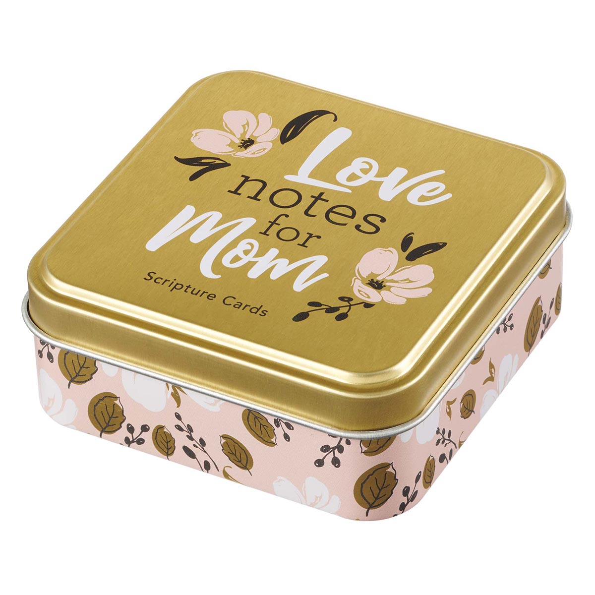 Love Notes for Mom Pink and Gold Floral Scripture Card Tin by Christian Art Gifts