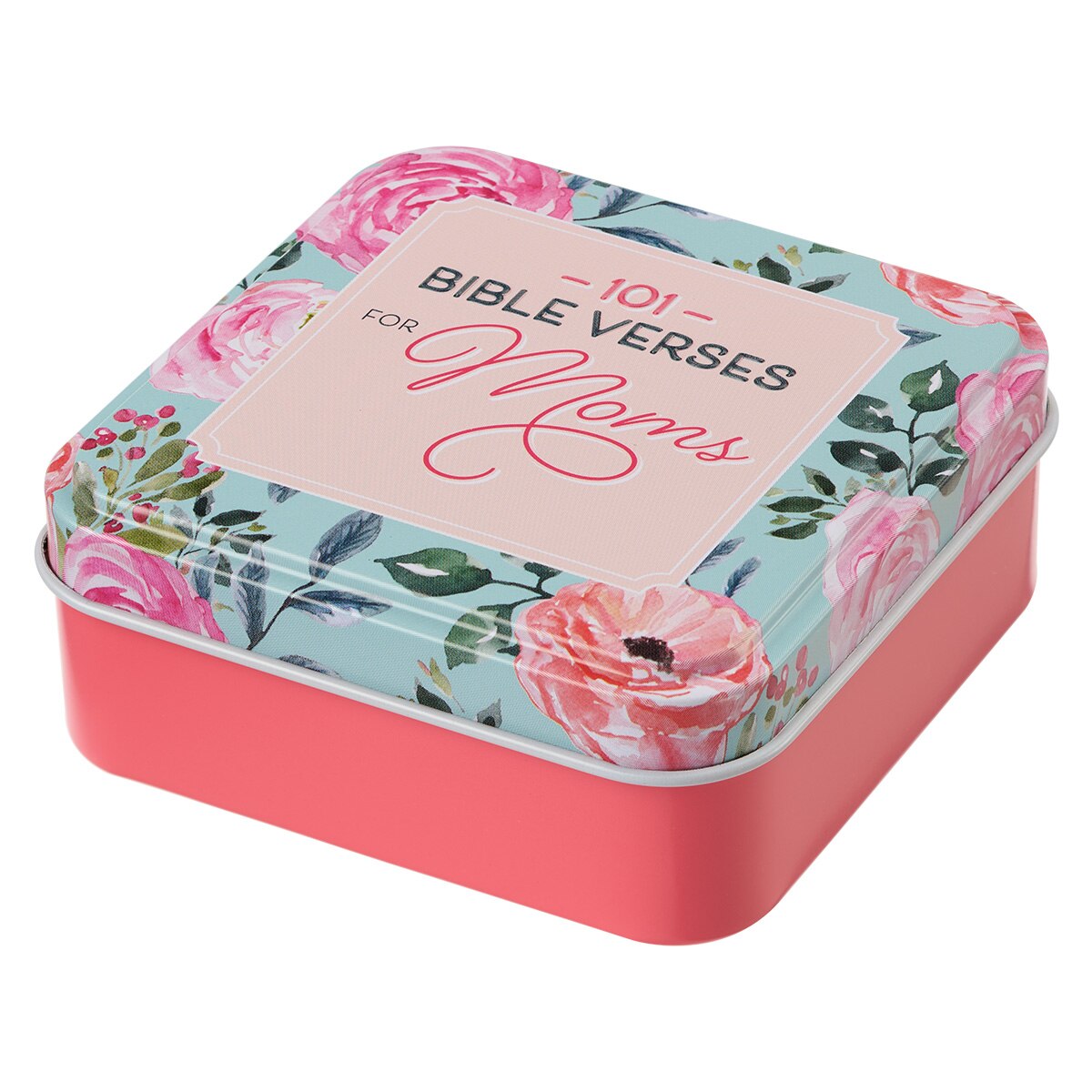 101 Bible Verses For Moms Coral Pink Scripture Cards in a Tin by Christian Art Gifts