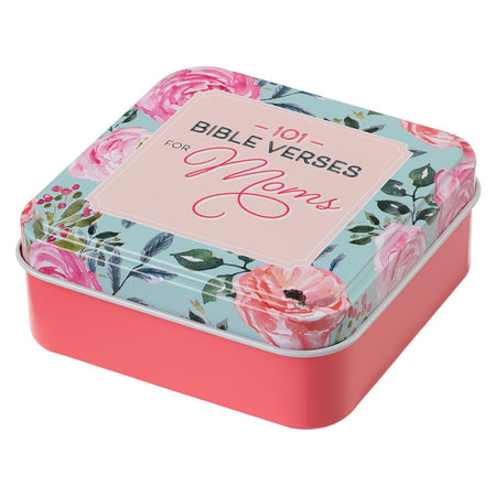 101 Bible Verses For Moms Coral Pink Scripture Cards in a Tin by Christian Art Gifts
