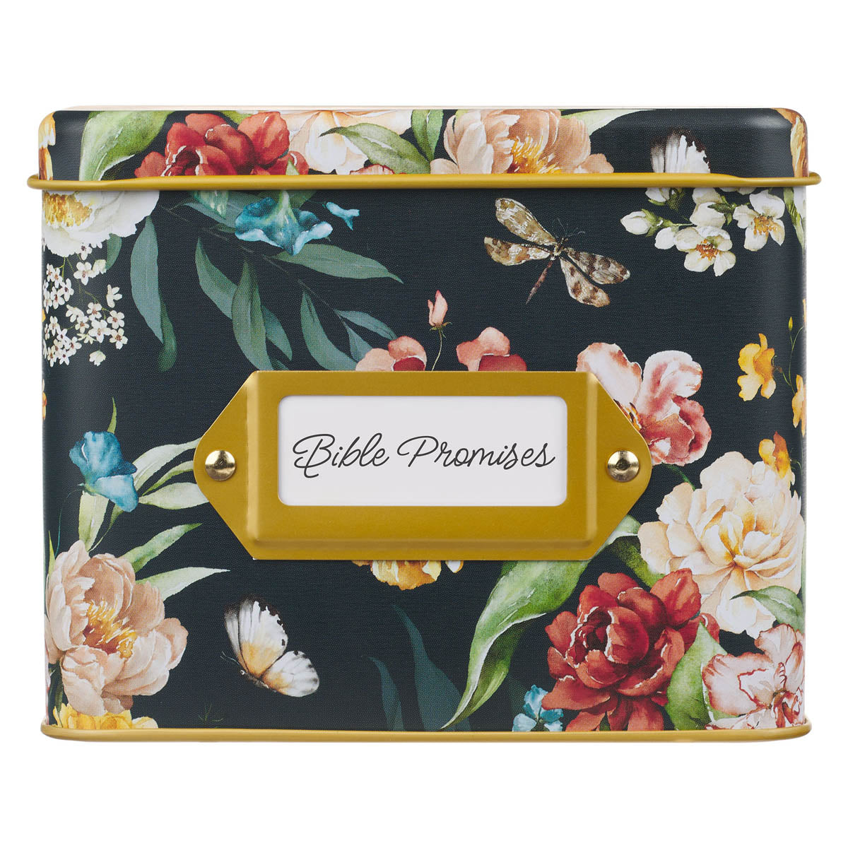 Black Floral Bible Promises in Tin by Christian Art Gifts