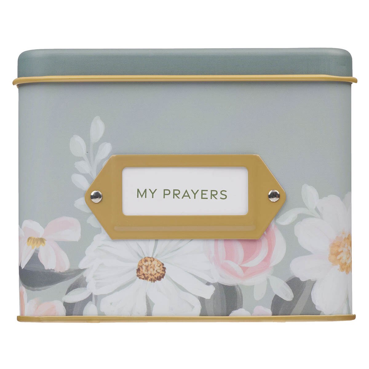 He Restores My Soul Green Floral Garden Prayer Cards in a Tin - Psalm 23:3 by Christian Art Gifts