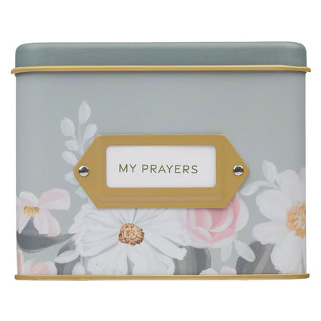 He Restores My Soul Green Floral Garden Prayer Cards in a Tin - Psalm 23:3 by Christian Art Gifts