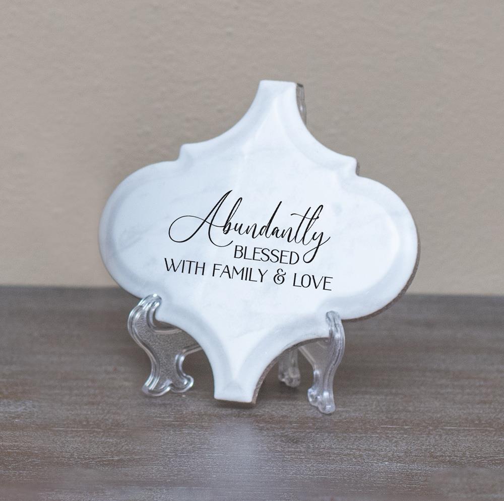 Tabletop Tile Blessed White Arabesque by Dicksons, product view 2