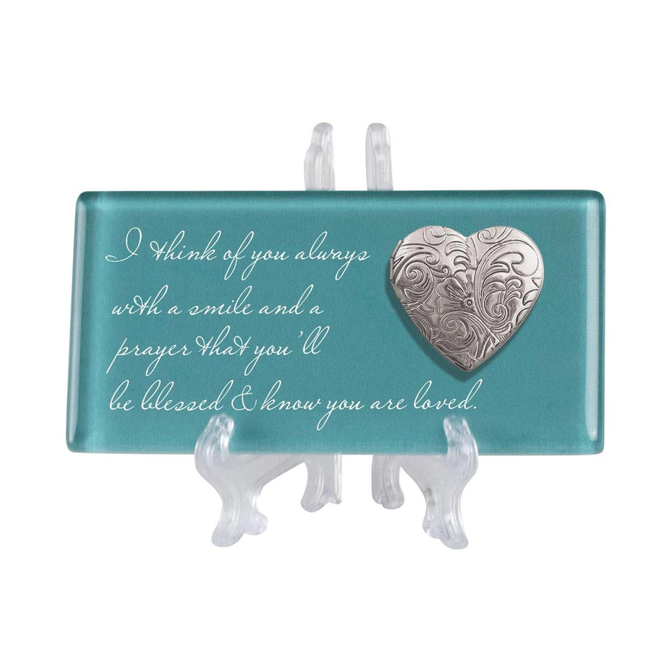 Tabletop Tile I Think Of You Teal with Locket by Dicksons