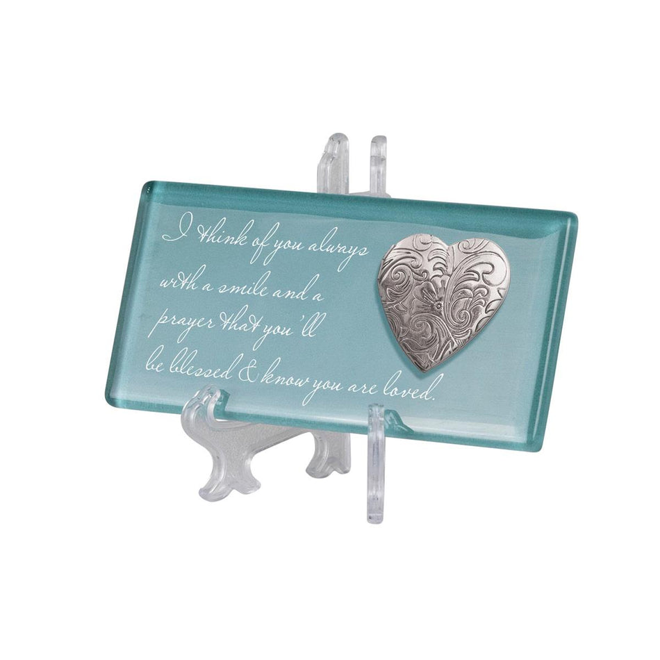Tabletop Tile I Think Of You Teal with Locket by Dicksons, product view 2