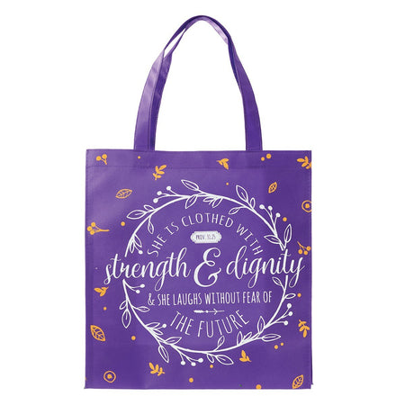 Strength and Dignity Tote Shopping Bag - Proverbs 31:25 by Christian Art Gifts