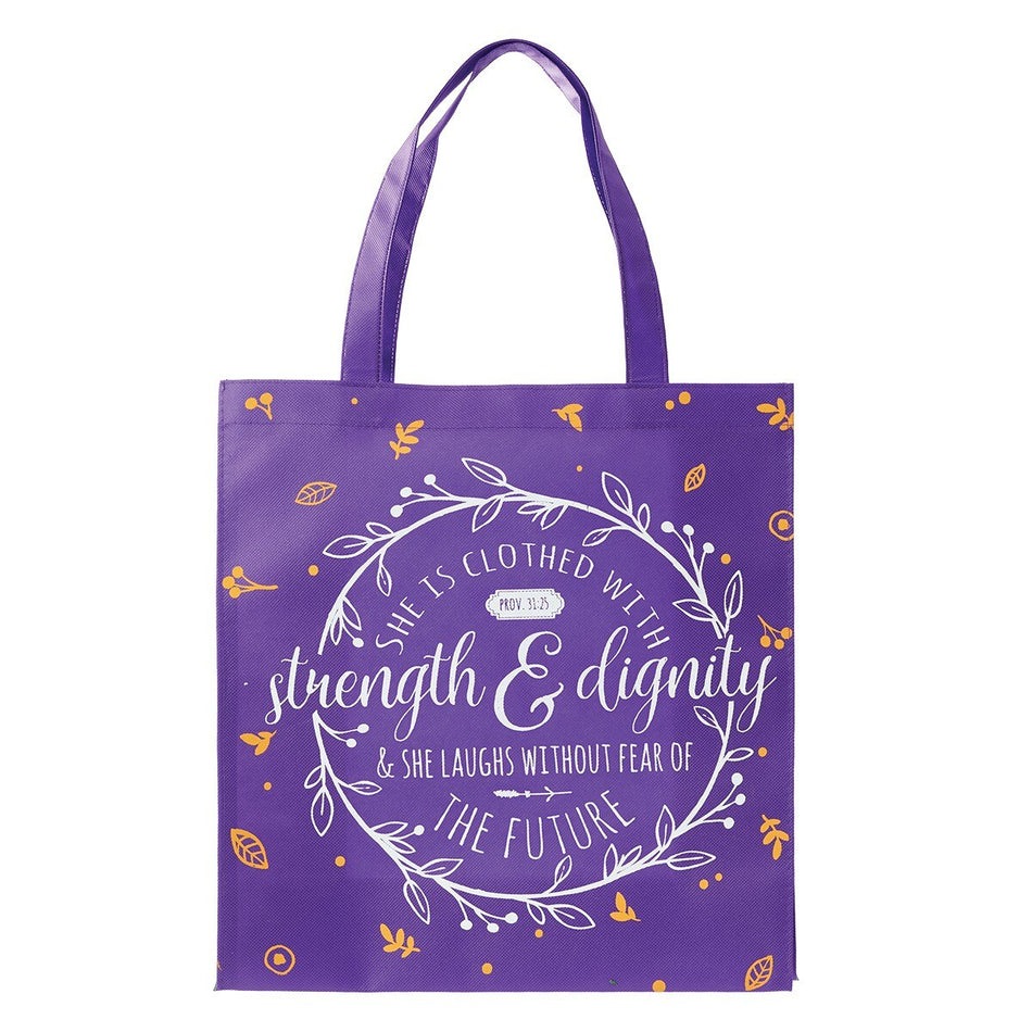 Strength and Dignity Tote Shopping Bag - Proverbs 31:25 by Christian Art Gifts