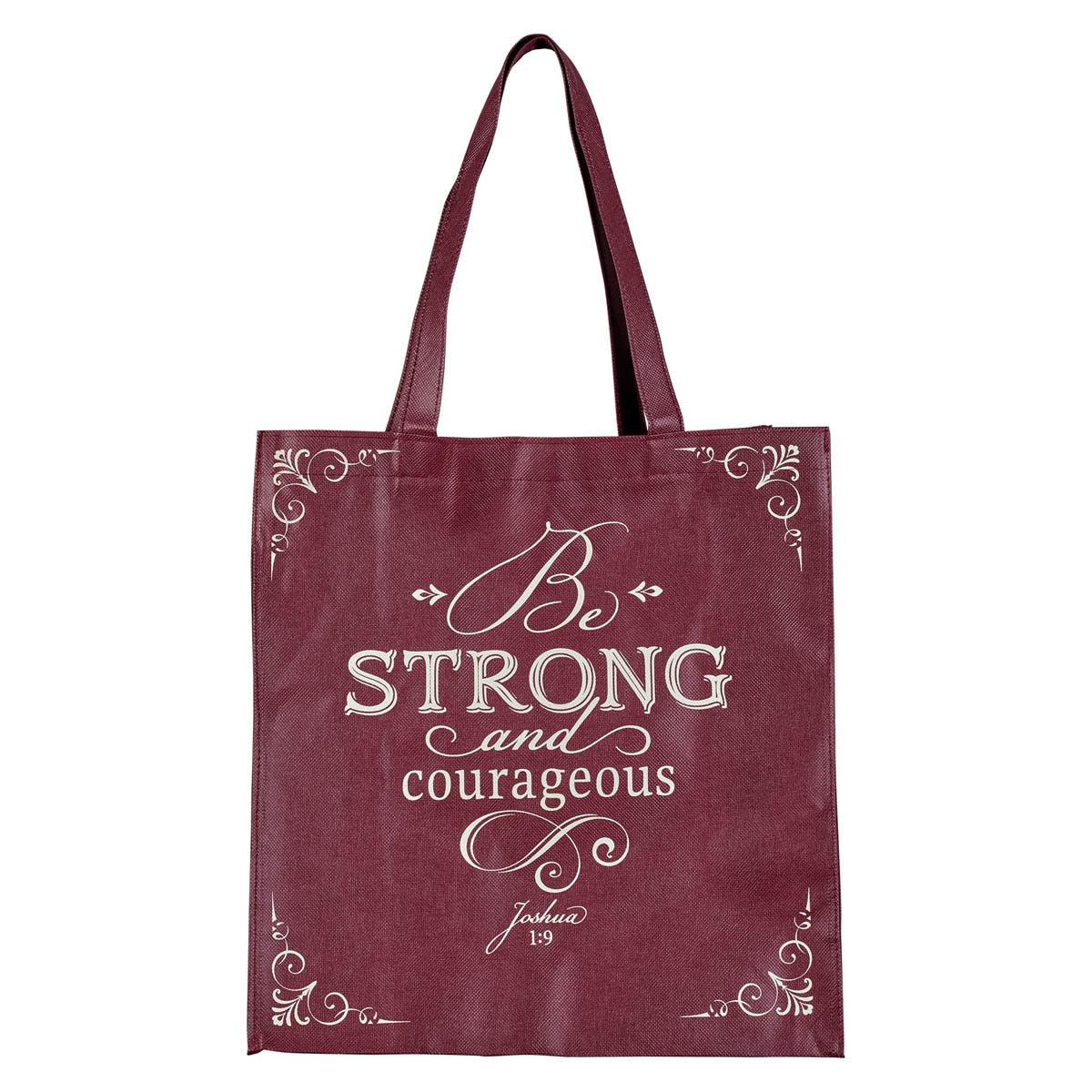 Strong and Courageous Topaz Pink Shopping Tote Bag - Joshua 1:9 by Christian Art Gifts
