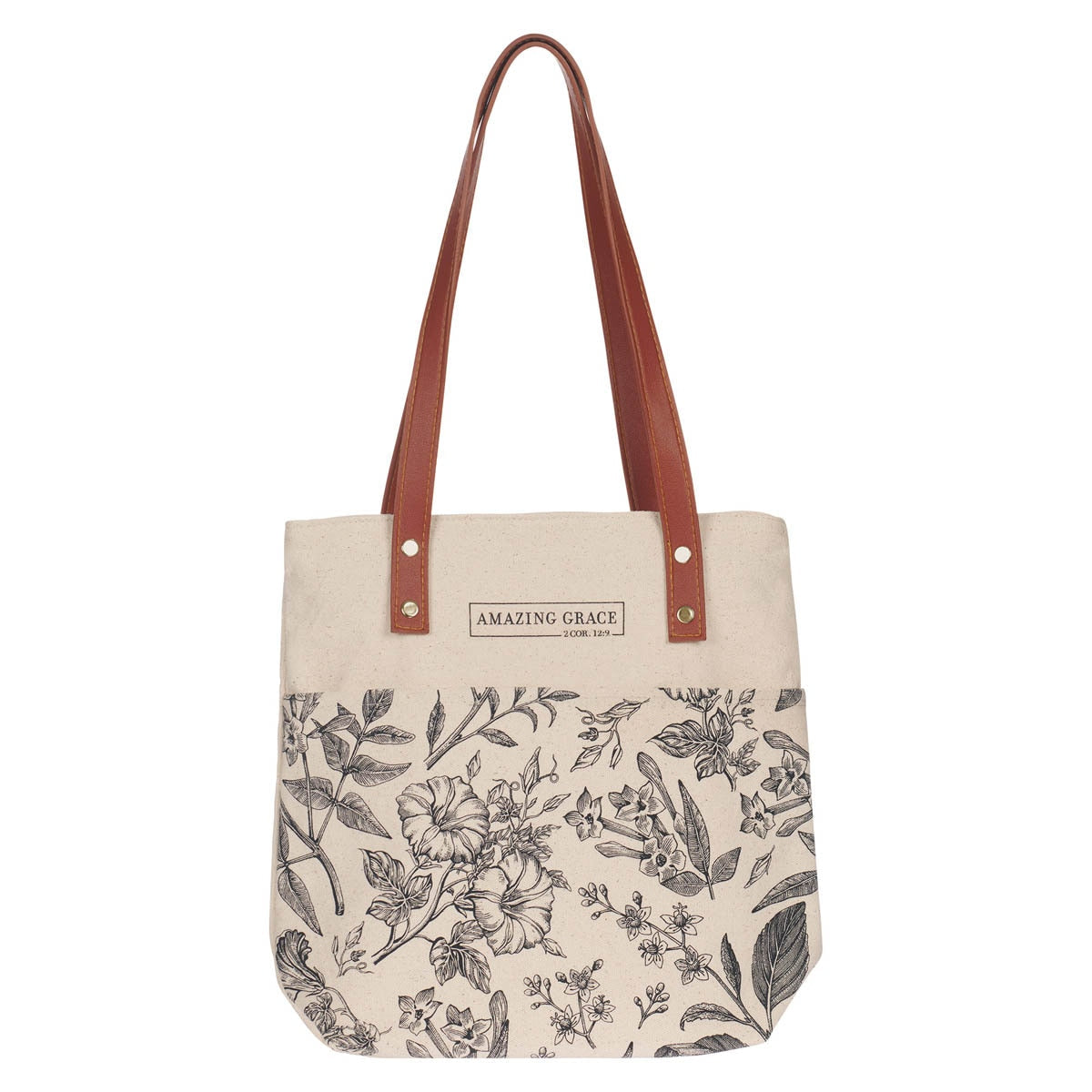 Amazing Grace Natural Canvas Tote Bag - 2 Corinthians 12:9 by Christian Art Gifts