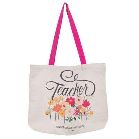 I Know the Plans Teacher Canvas Tote Bag - Jeremiah 29:11 by Christian Art Gifts