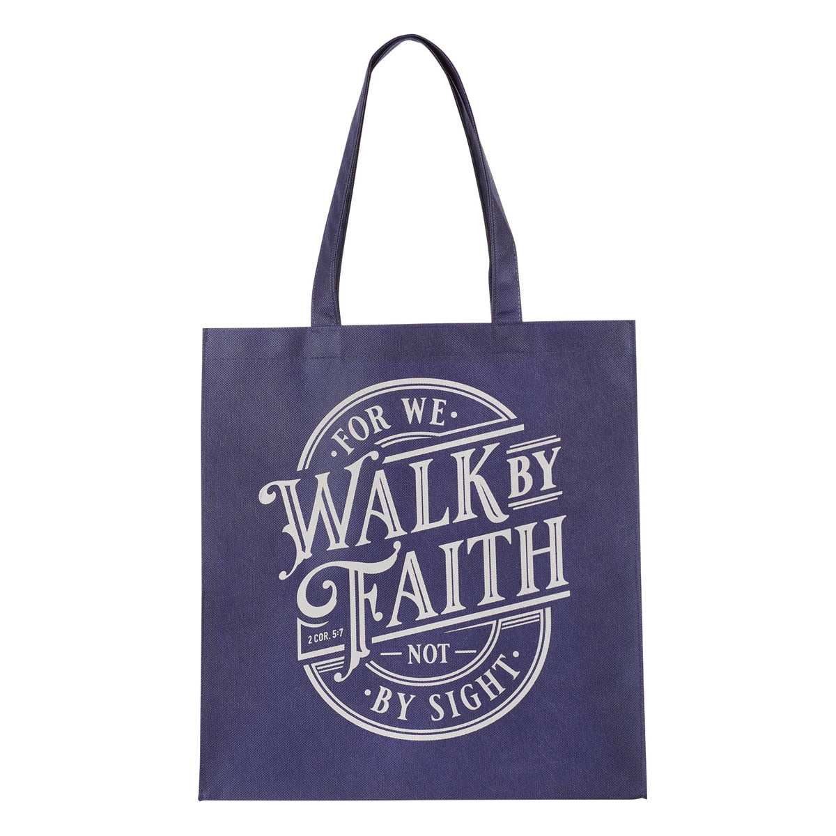 Walk By Faith Blue Reusable Non-woven Shopping Bag - 2 Corinthians 5:7 by Christian Art Gifts