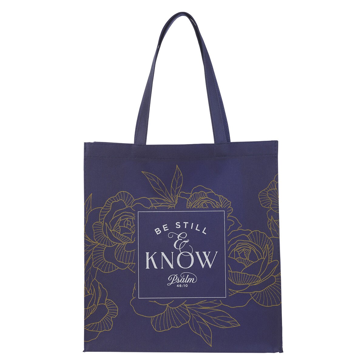 Be Still Navy Reusable Non-woven Shopping Tote Bag - Psalm 46:10 by Christian Art Gifts
