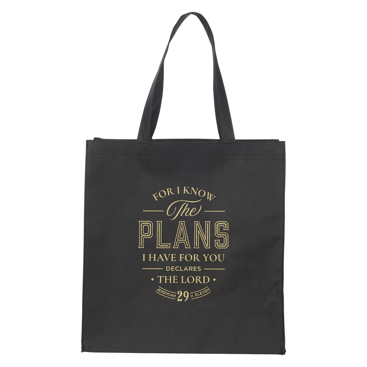 The Plans Black Reusable Non-woven Shopping Tote Bag - Jeremiah 29:11 by Christian Art Gifts