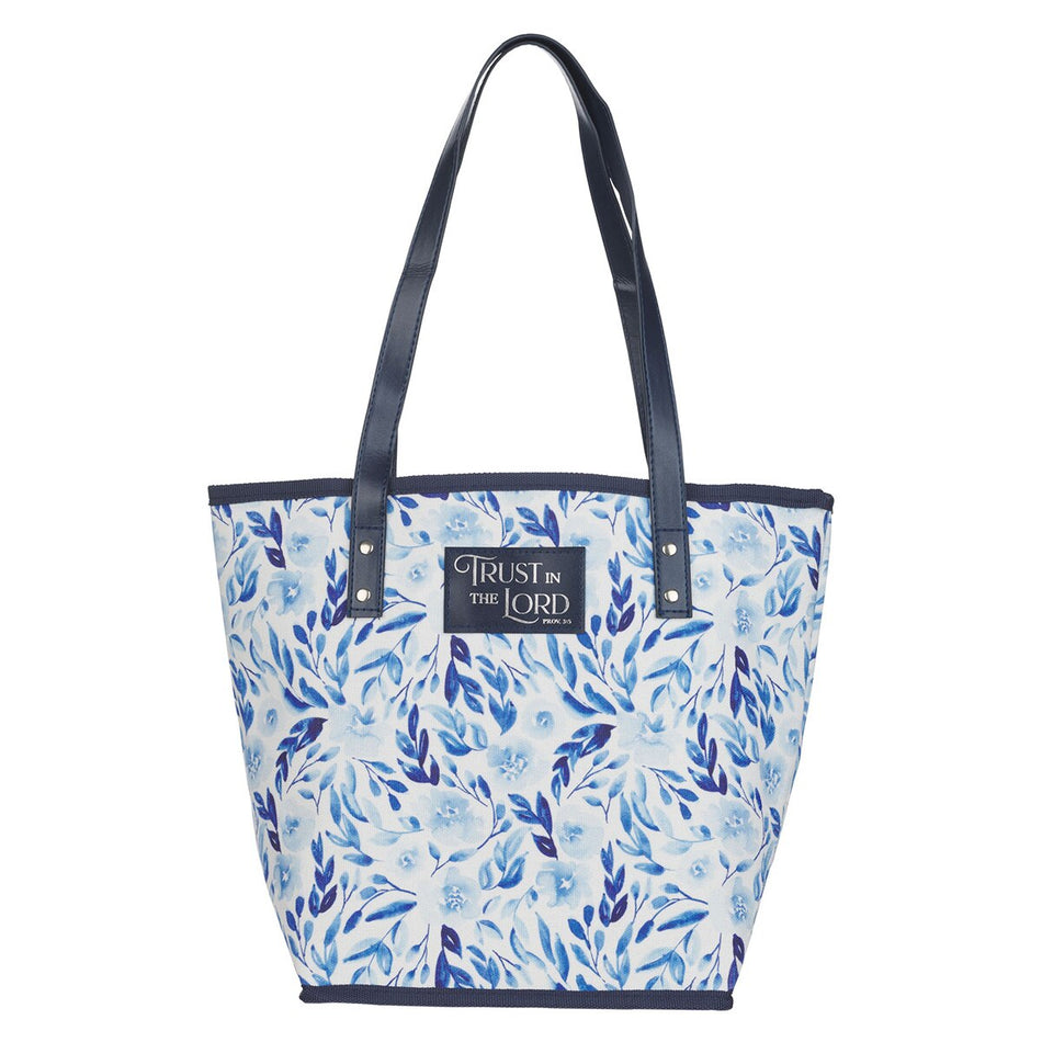 Trust Blue Botany Canvas Tote Bag - Proverbs 3:5 by Christian Art Gifts