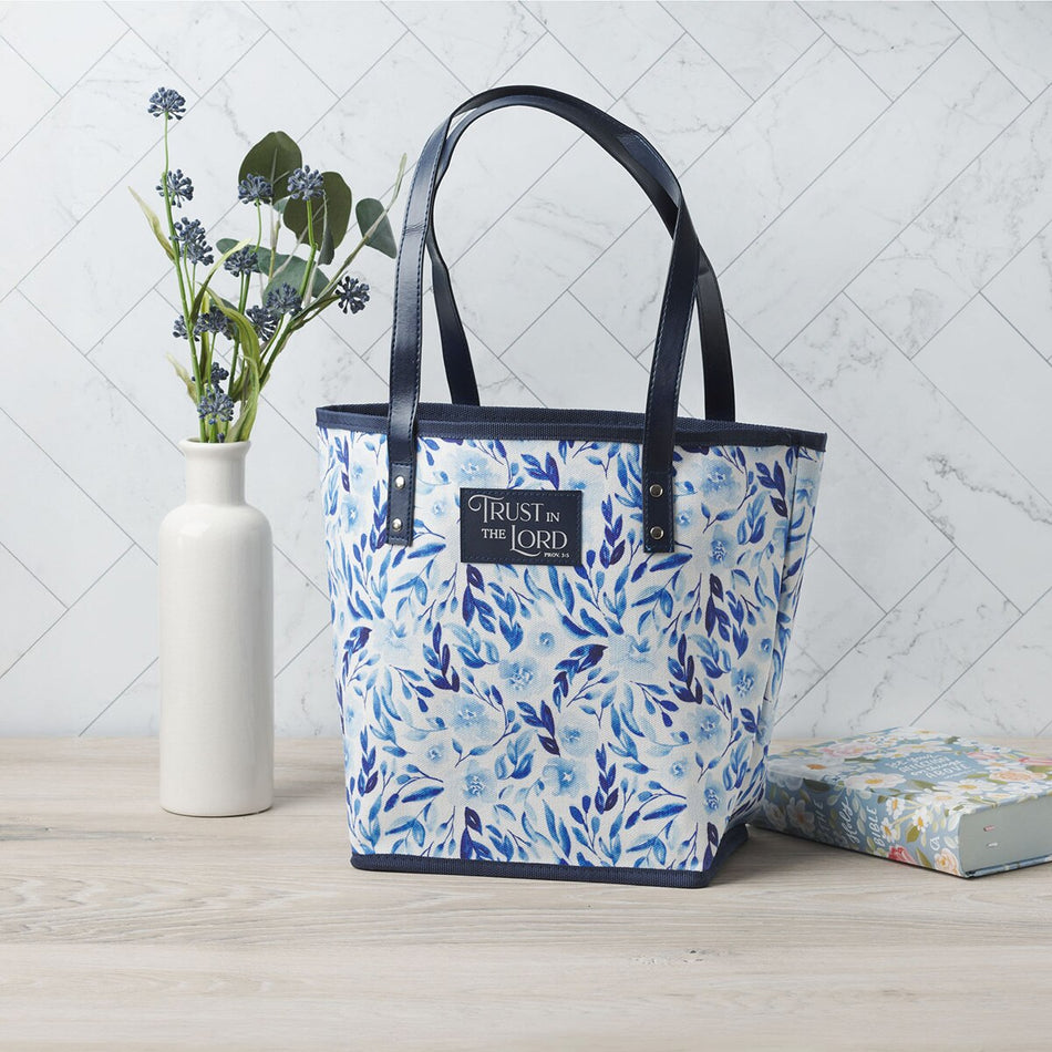 Trust Blue Botany Canvas Tote Bag - Proverbs 3:5 by Christian Art Gifts, product view 2