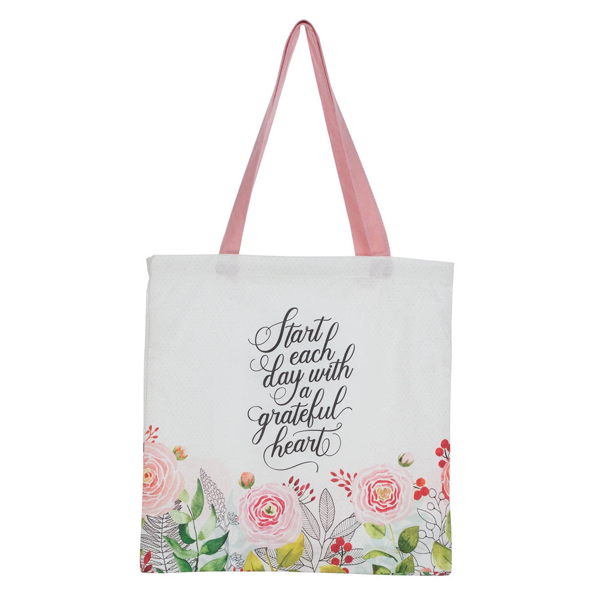 A Grateful Heart Pink Floral Tote Bag by Christian Art Gifts