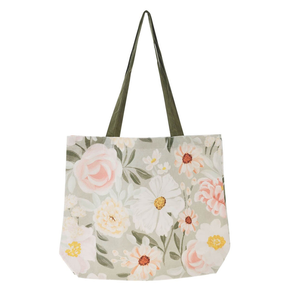 He Restores My Soul Green Floral Garden Tote Bag - Psalm 23:3 by Christian Art Gifts, product view 2